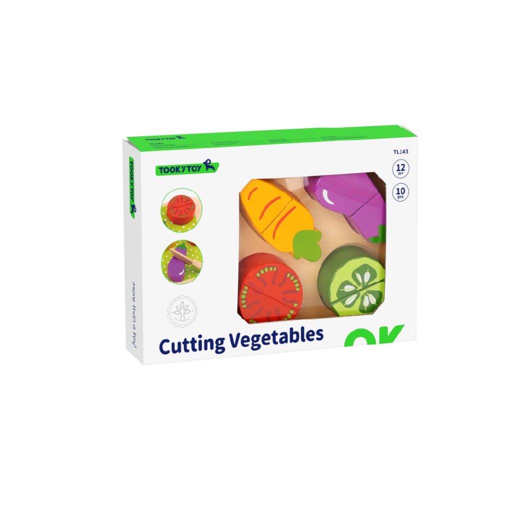 Wooden Cutting Vegetables Play Set – Kids Pretend Kitchen Toy